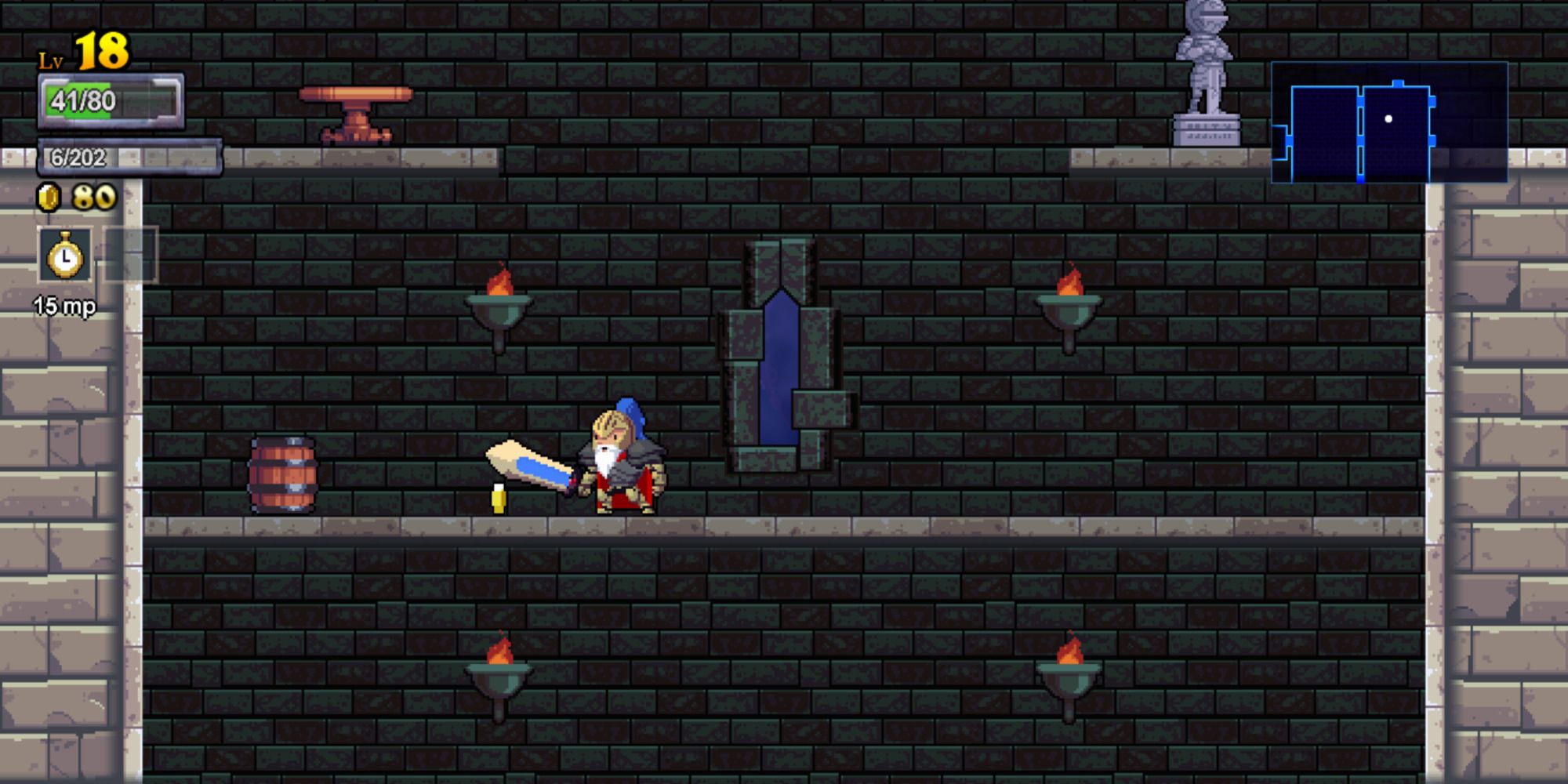 knight character about to pick up gold in castle in rogue legacy