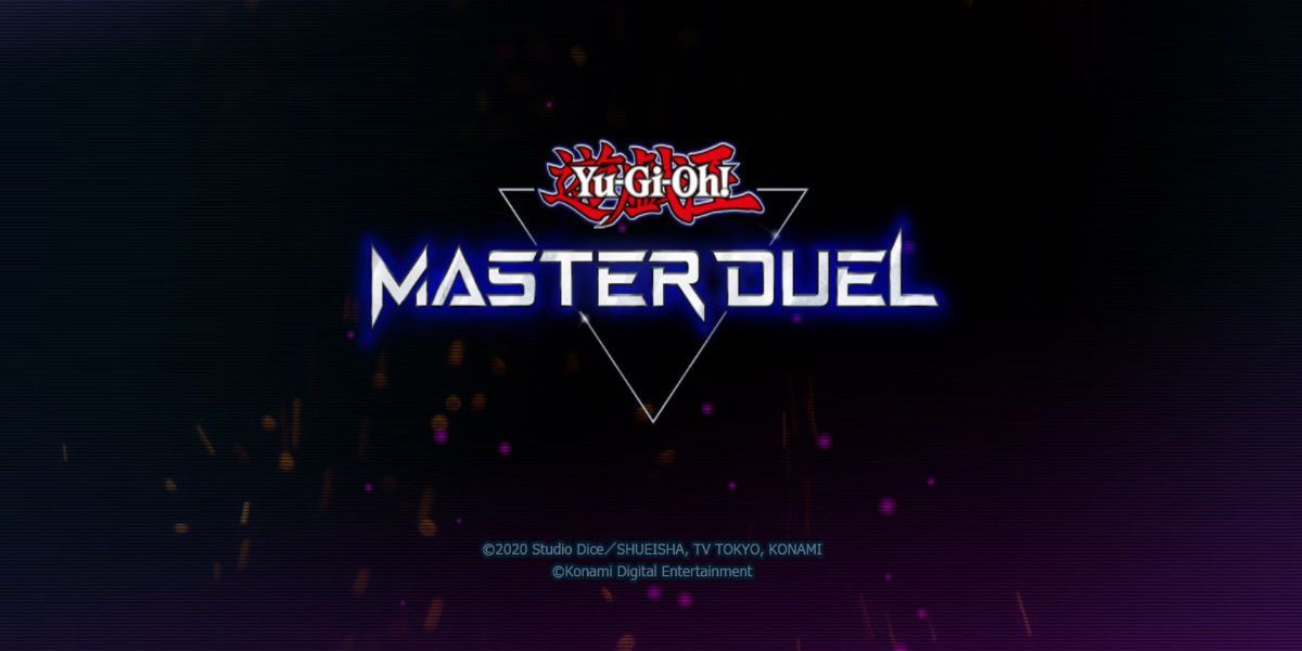 Yu-Gi-Oh Master Duel logo dark background with logo and copyright info