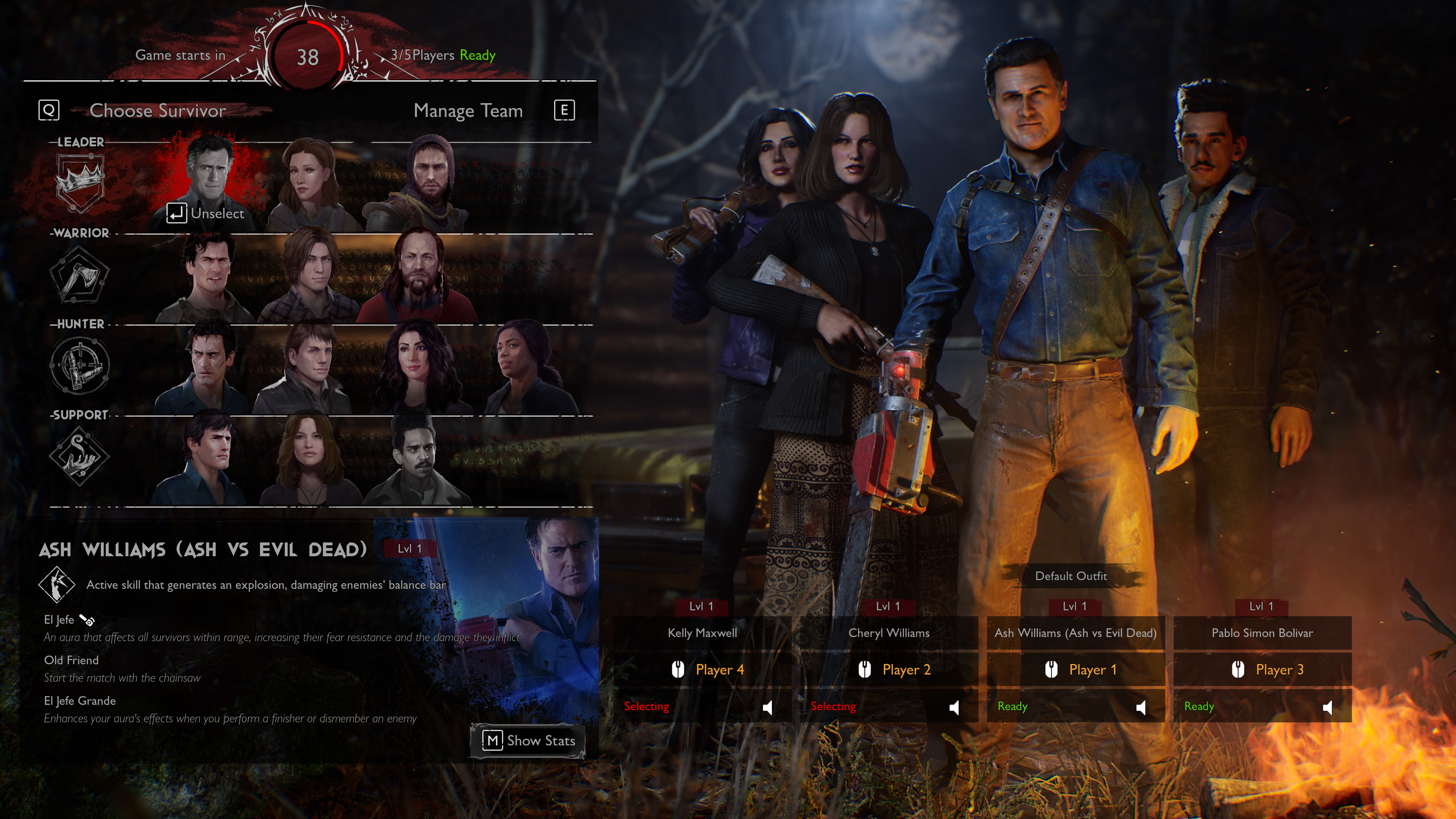character choice screen evil dead the game