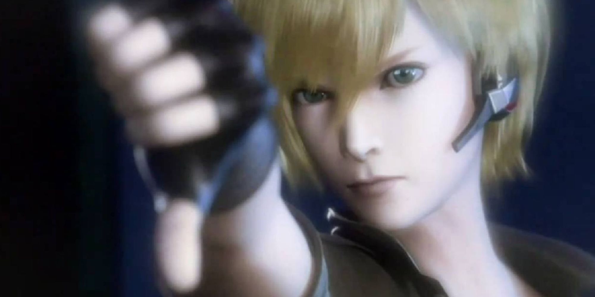A screenshot of Metroid: Other M, showing Samus giving a thumbs down