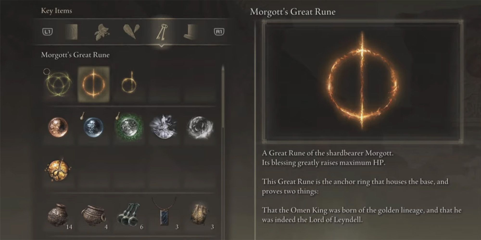 morgott great rune in inventory