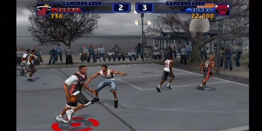 nba street vol 2 screenshot of the miami heat versus the chicago bulls