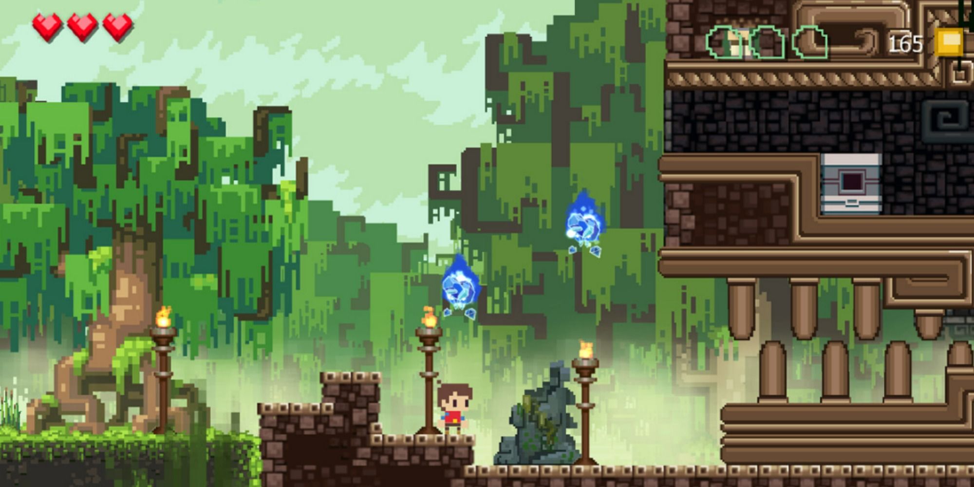 pip exploring a forest temple area in adventures of pip