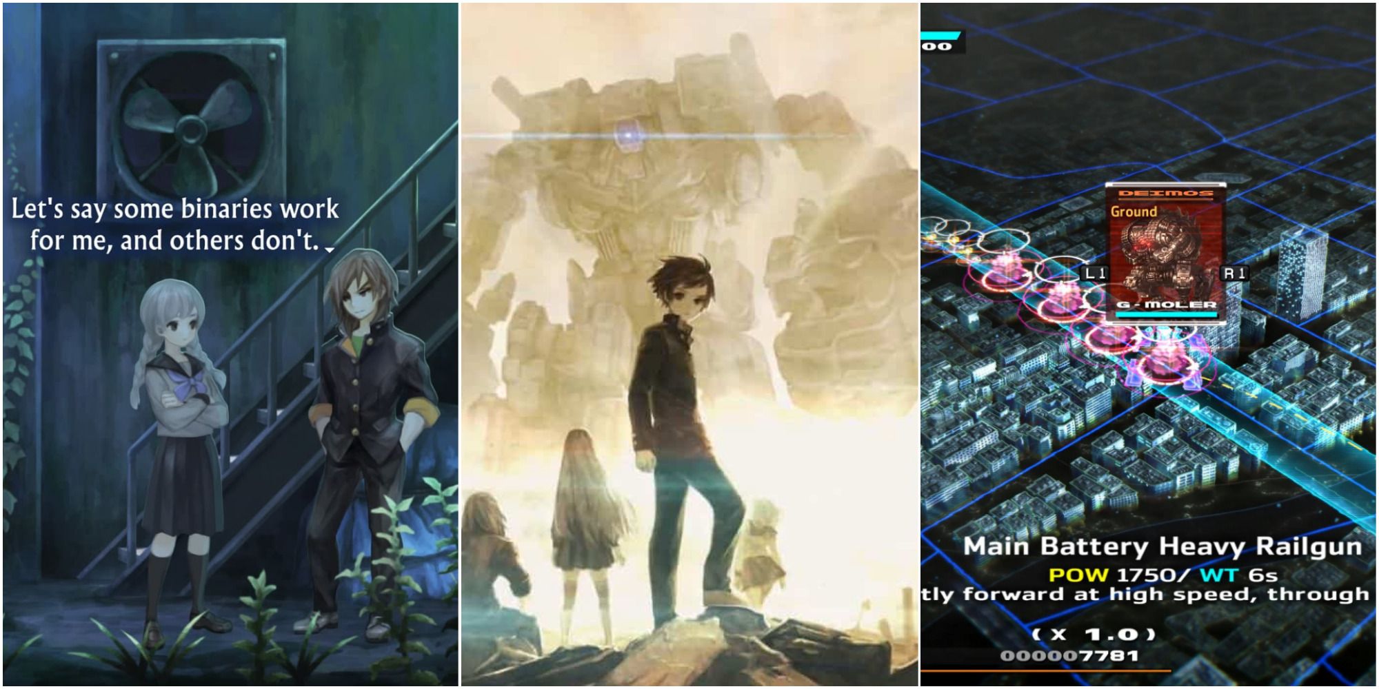 A collage of images from 13 Sentinels: Aegis Rim