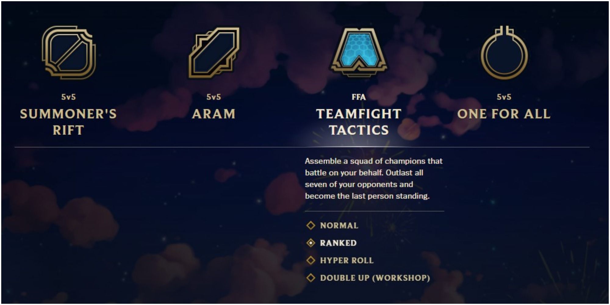 Teamfight Tactics Available Gamemodes