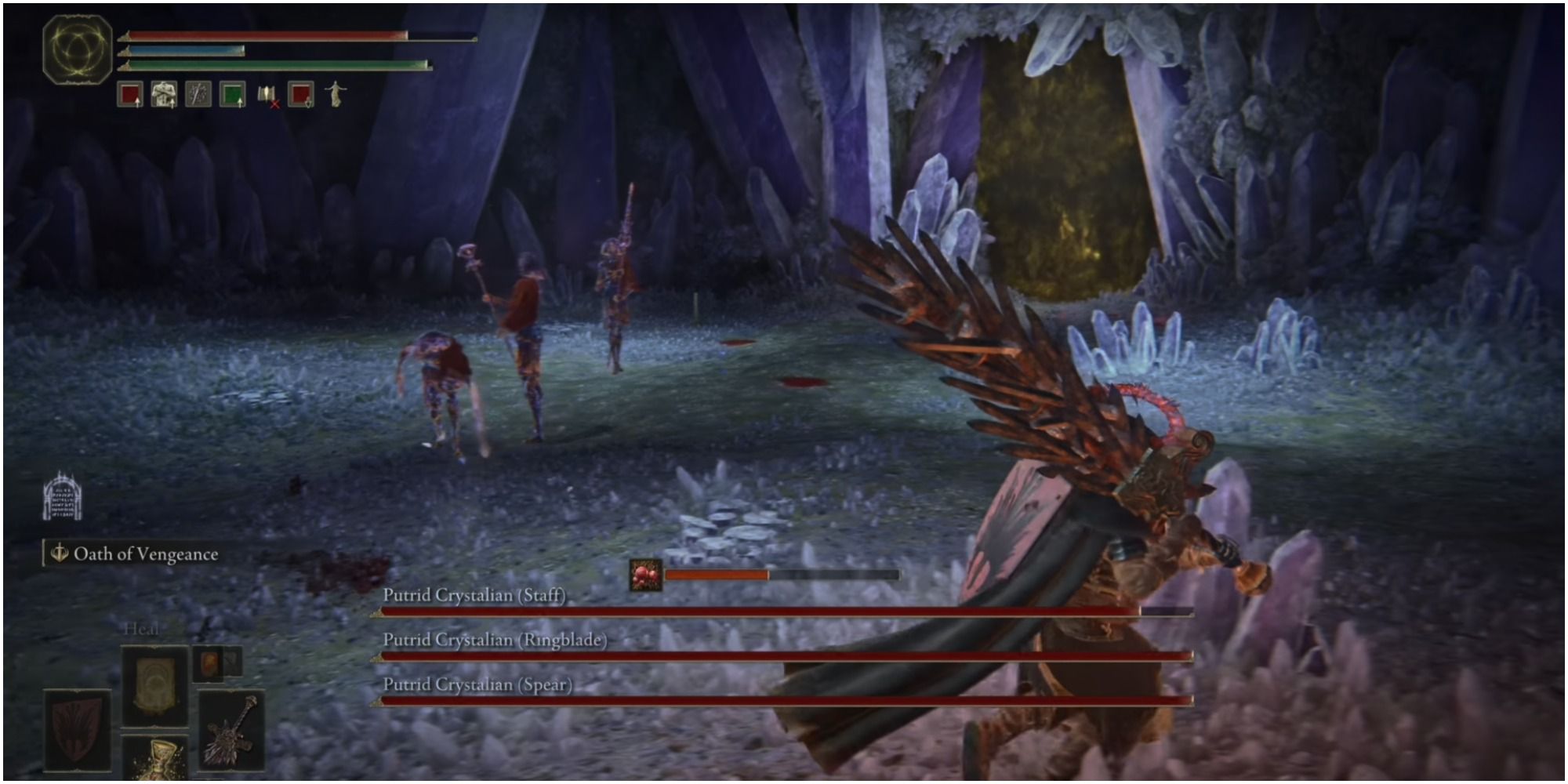 Elden Ring Putrid Crystalian Trio boss fight