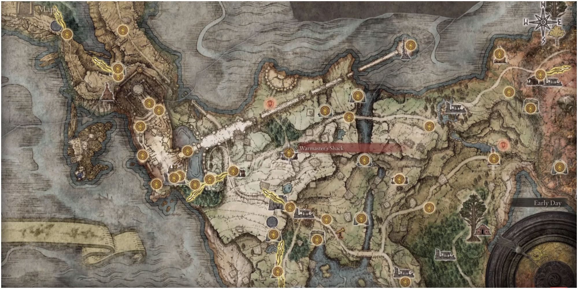 Map showing the location of Warmaster Shack in Limgrave.