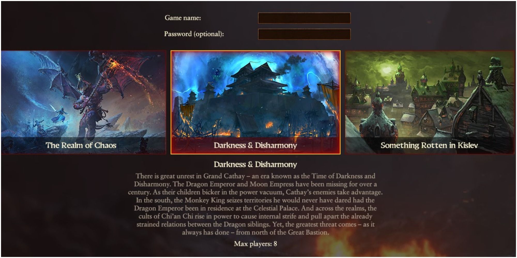 Darkness and Disharmony Multiplayer Campaign Selection Total War Warhammer 3