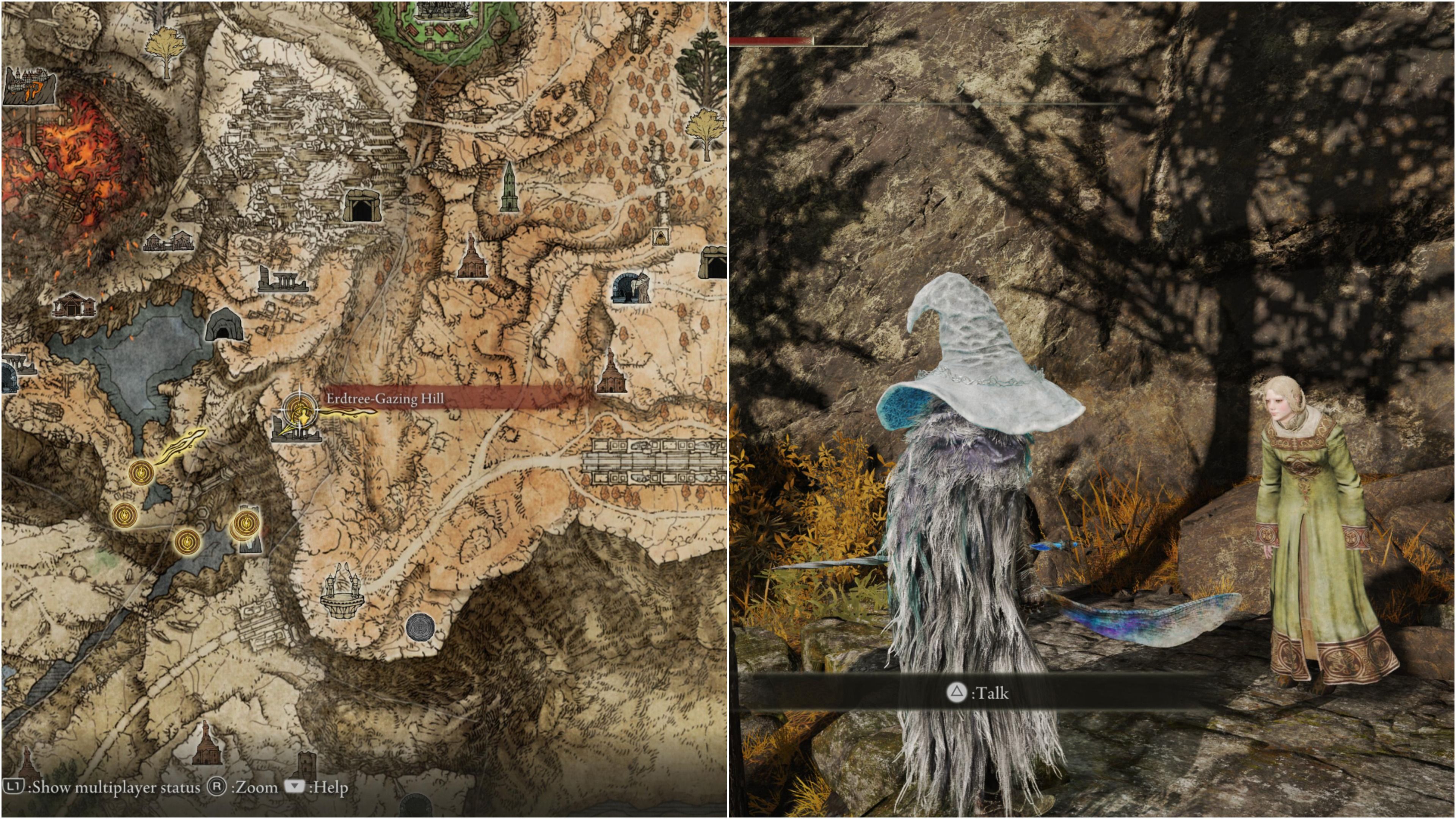Elden Ring collage - map of altus plataeu and Rya