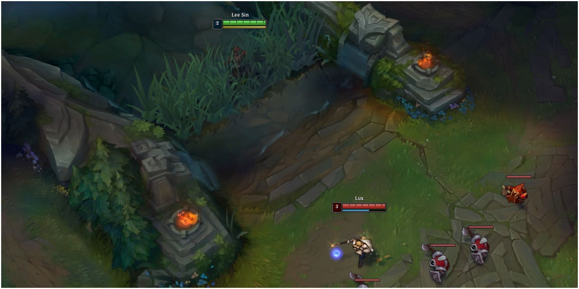 Lee Sin In Mid Lane Brush Before Gank In Game In League Of Legends