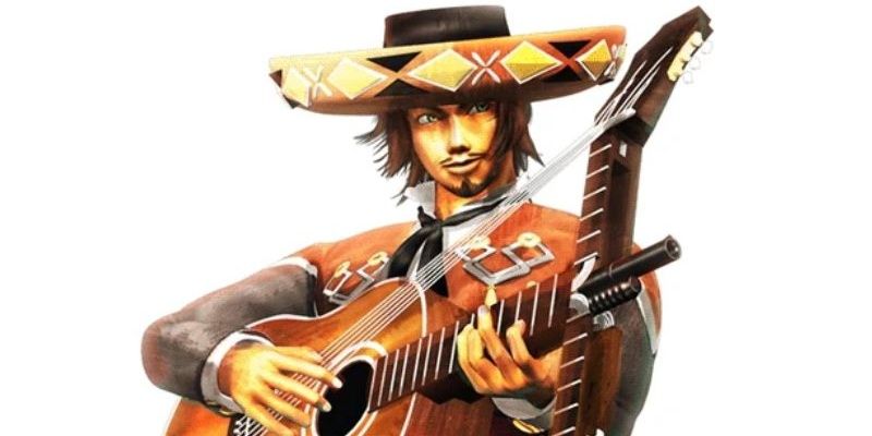 Ricardo fighting with his guitar in Shadow Hearts: From the New World