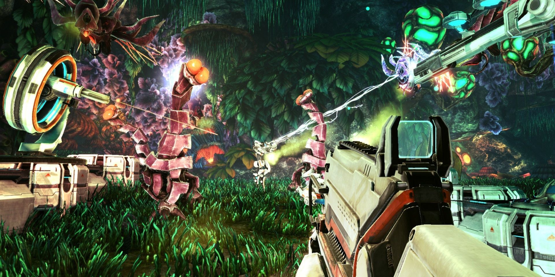 A screenshot showing gameplay in Sanctum 2