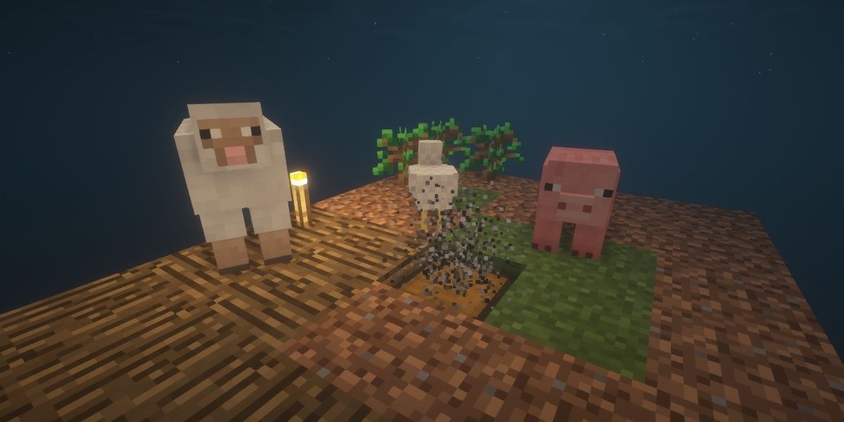 Minecraft One Block Skyblock Sheep Pig Chicken Sapling Chest