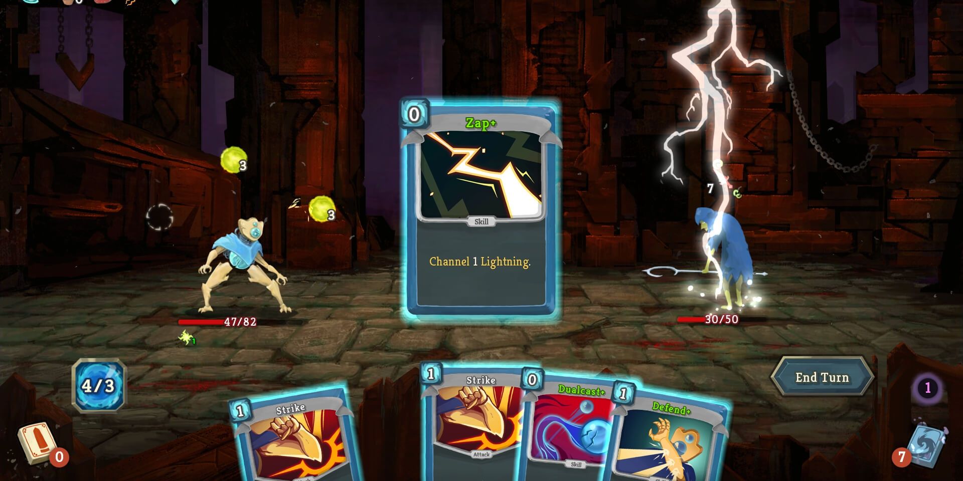 A screenshot showing gameplay in Slay the Spire