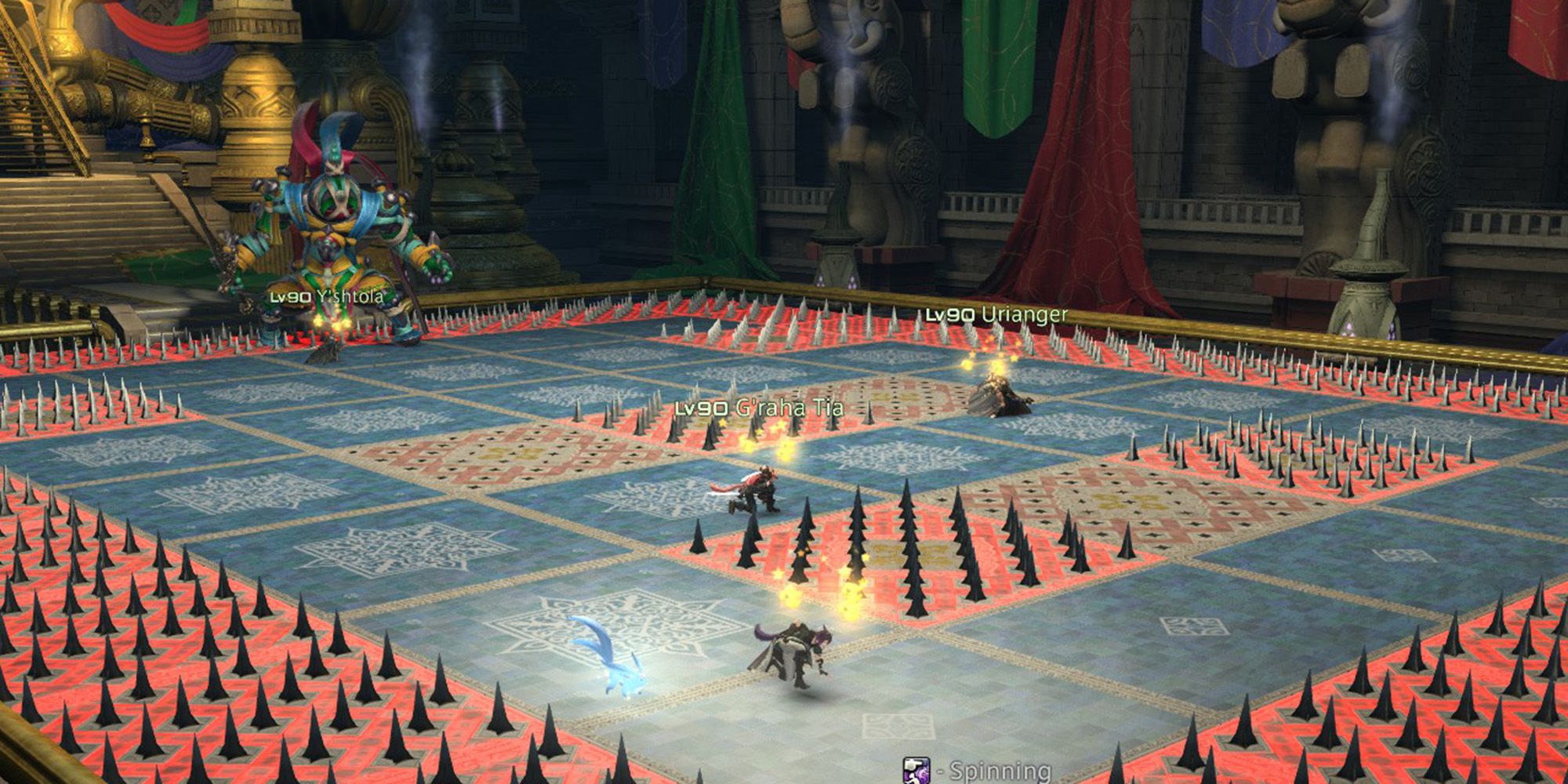 kapikulu causing players to spin out, avoiding spikes around arena