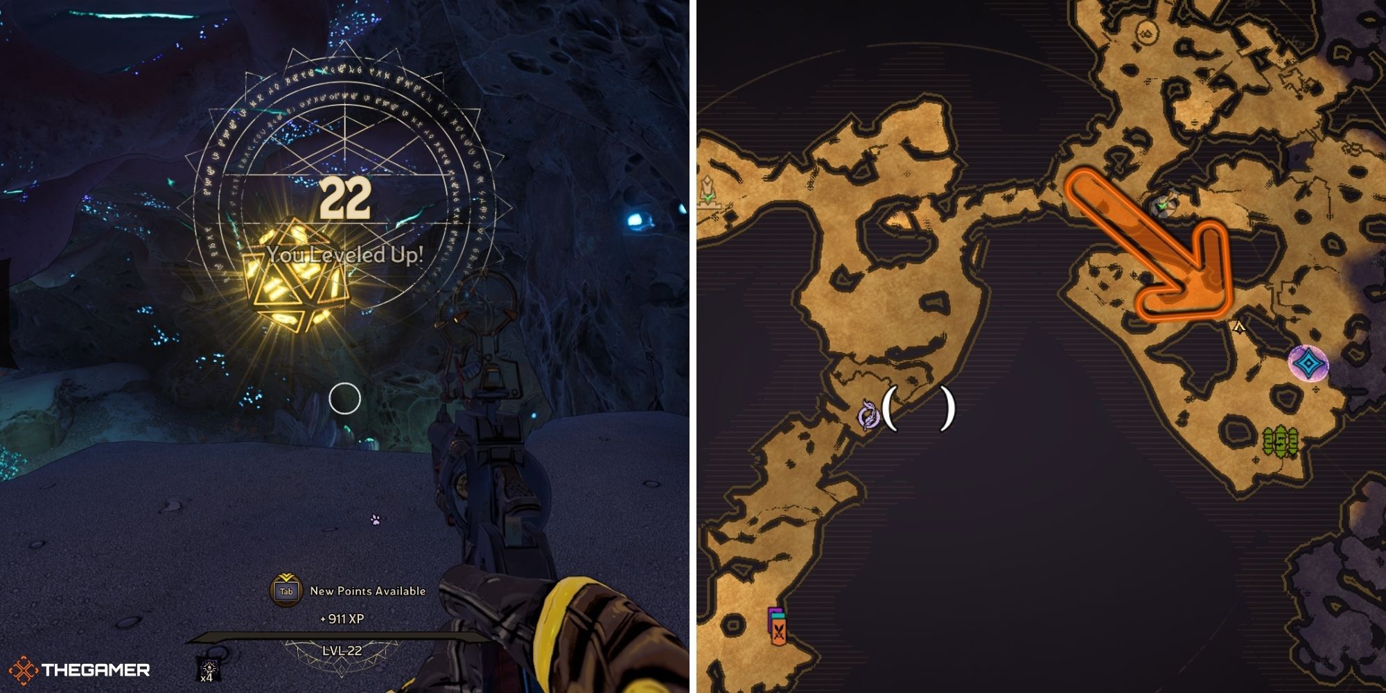 tiny tina's wonderlands - Wargtooth Shallow - lucky die on left, map on right (2)