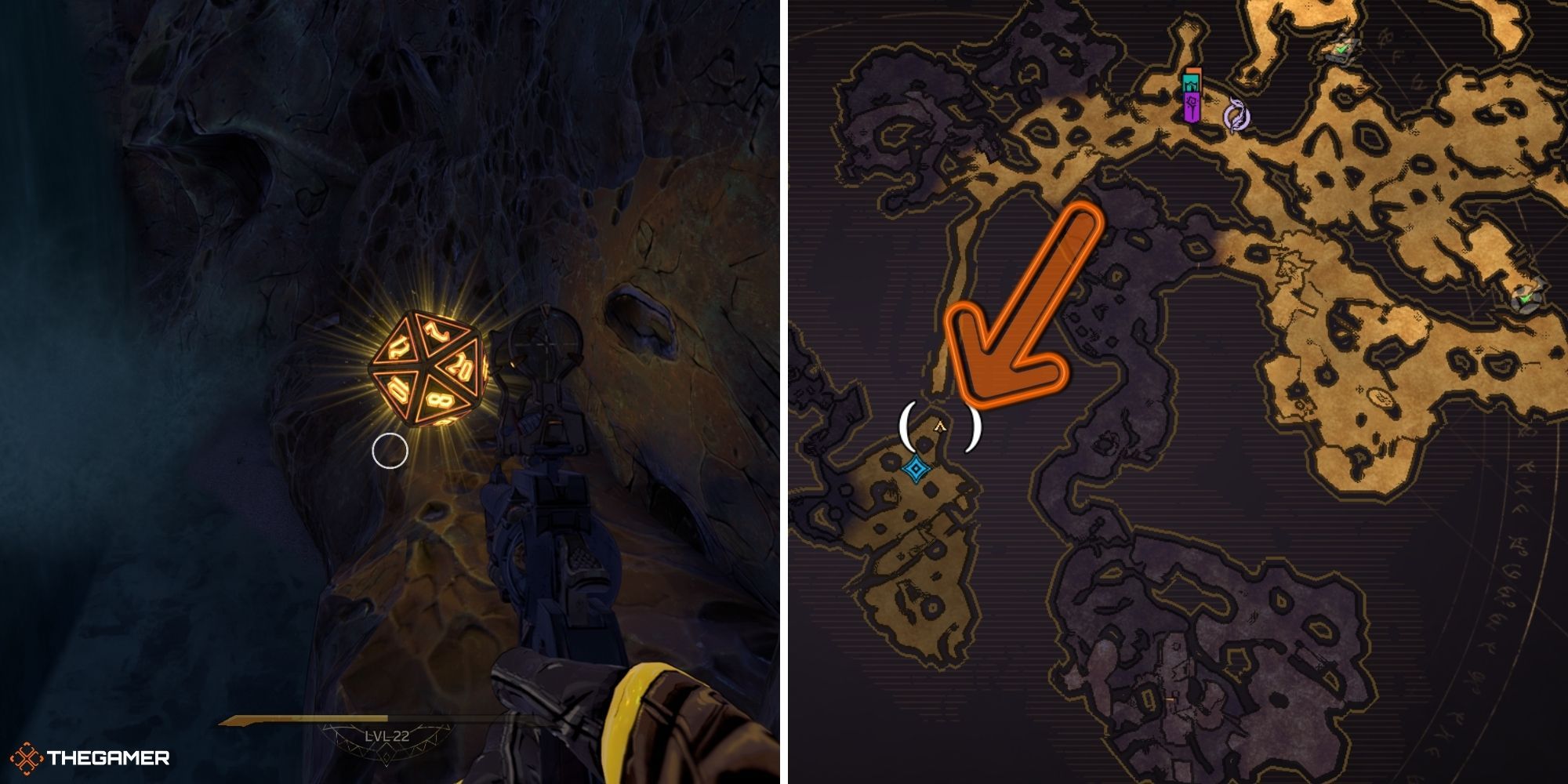 tiny tina's wonderlands - Wargtooth Shallow - lucky die on left, map on right (9)