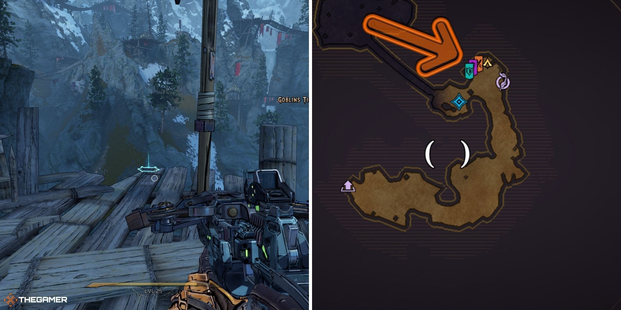 tiny tina's wonderlands - mount craw - lore scroll on left, map on right (1)