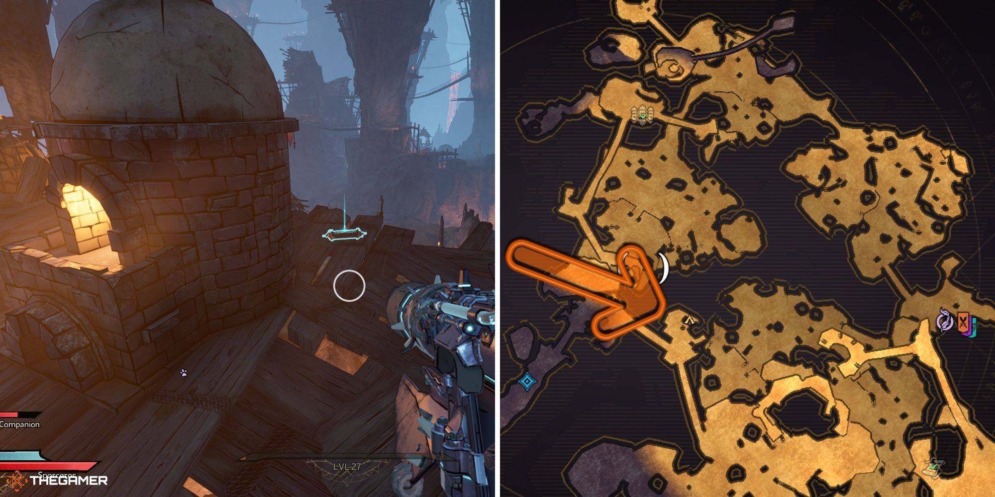 tiny tina's wonderlands - mount craw - lore scroll on left, map on right (2)