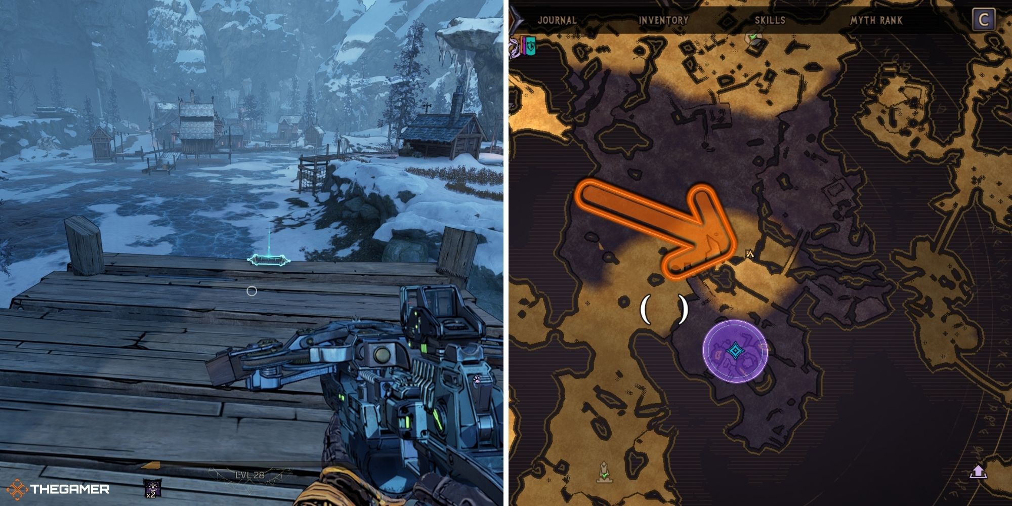 tiny tina's wonderlands - mount craw - lore scroll on left, map on right (3)