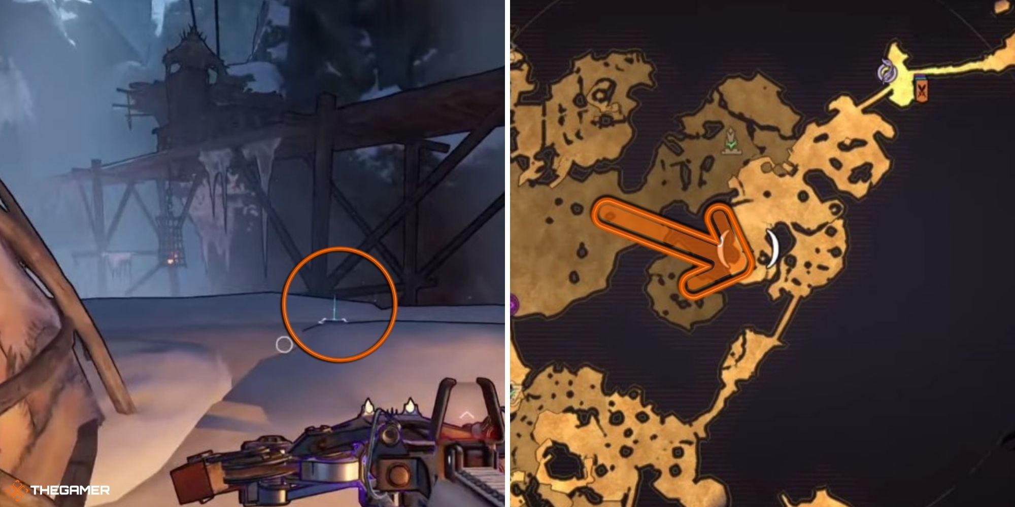 tiny tina's wonderlands - mount craw - lore scroll on left, map on right (5)