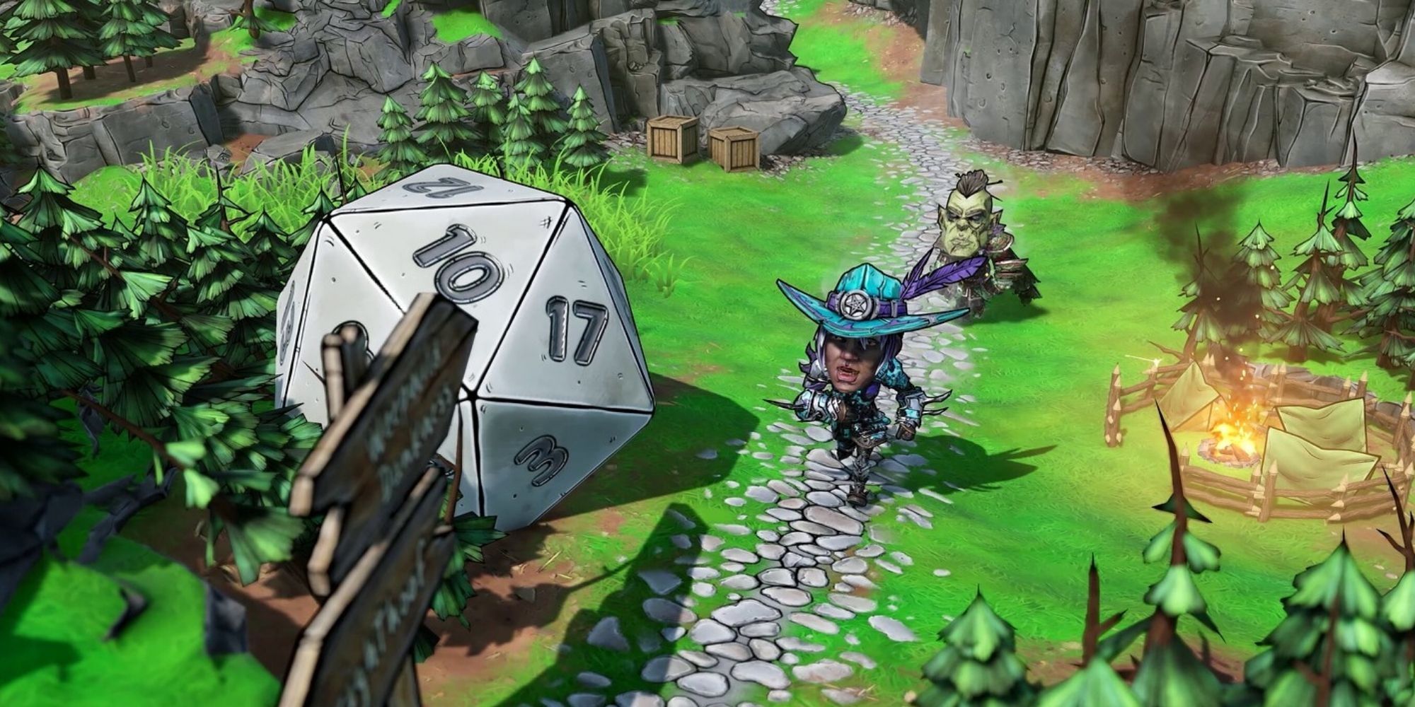 A screenshot showing gameplay in Tiny Tina's Wonderland