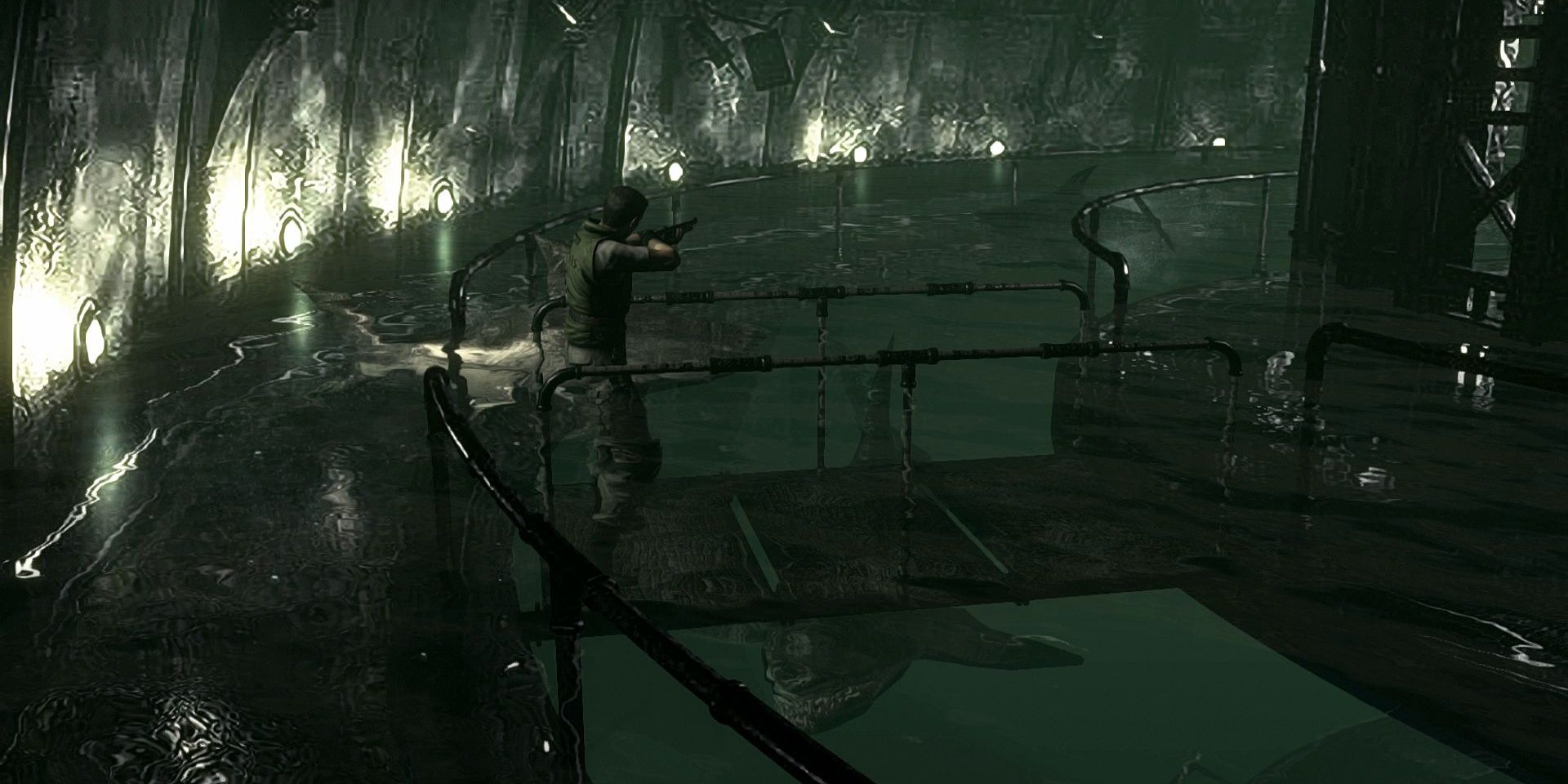 Shark attack sequence in Resident Evil