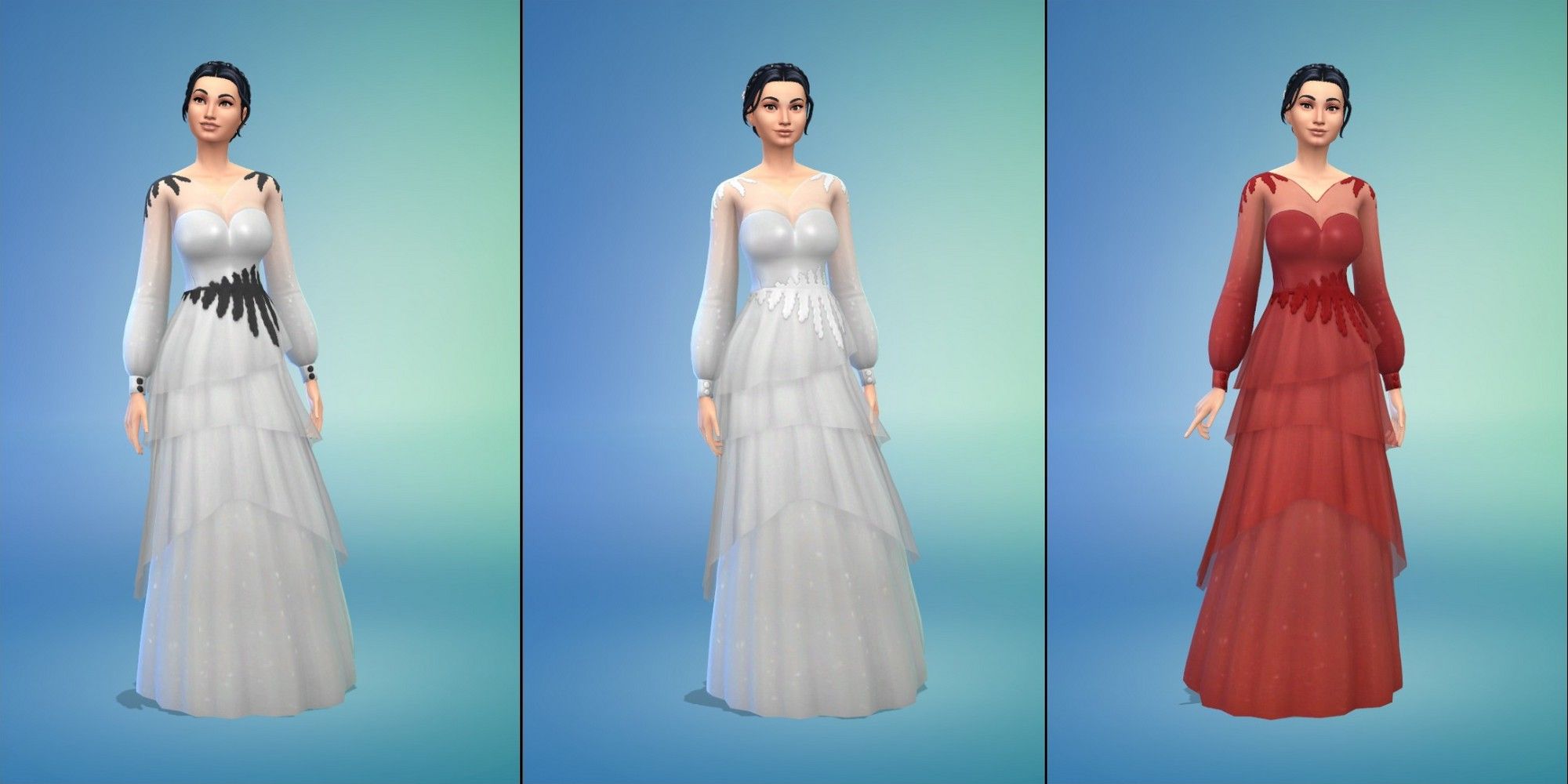 Sims 4 Wedding Dress Sweetheart Lace Sleeves Puffy