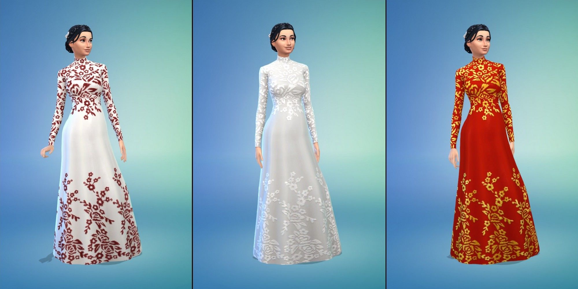 Sims 4 Wedding Dress Floral Lace High Neck