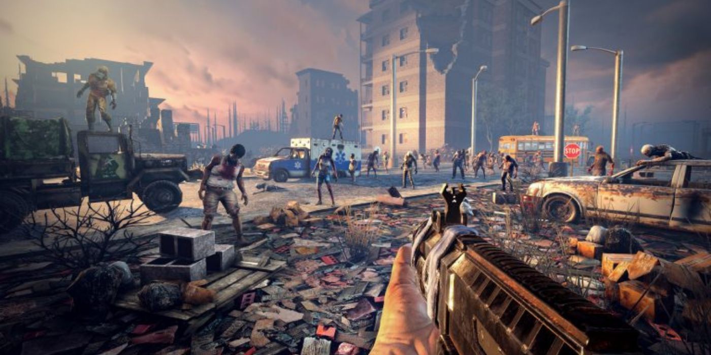 A player faces down a horde of zombies in 7 Days To Die.
