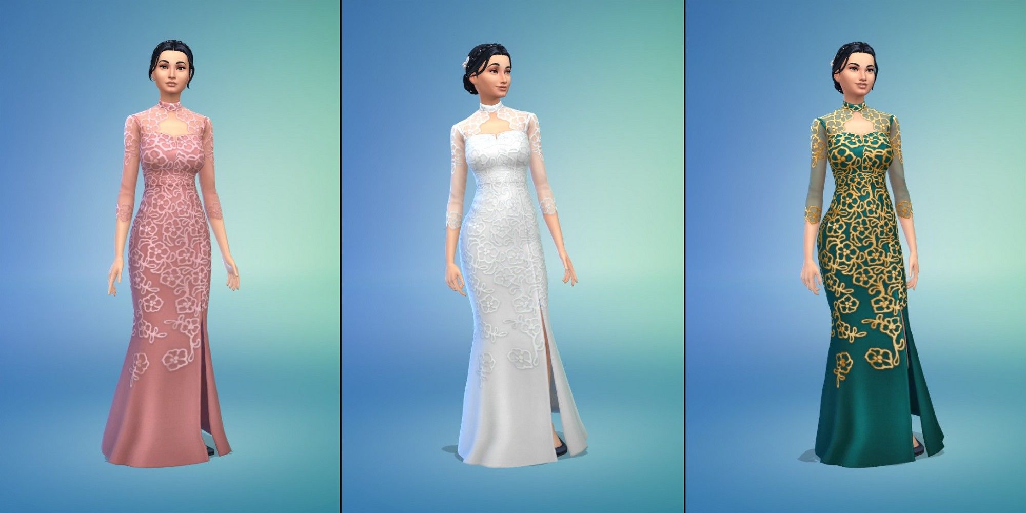Sims 4 Wedding Dress Open Chest Floral Lace