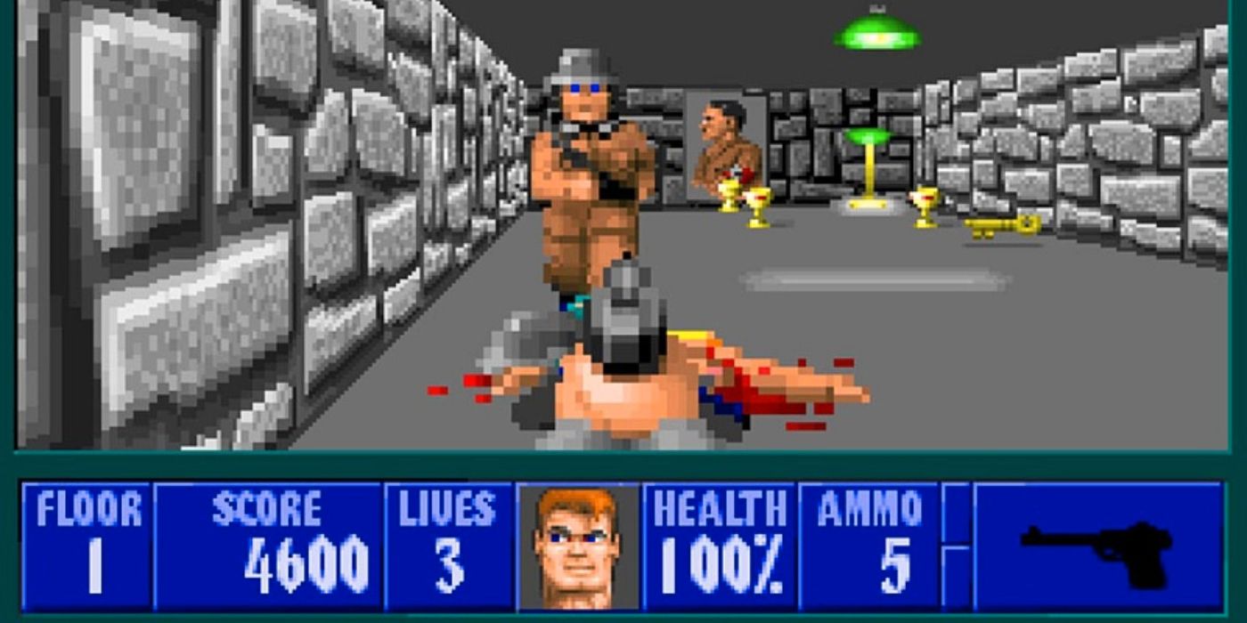 Wolfenstein 3D BJ shooting Nazis