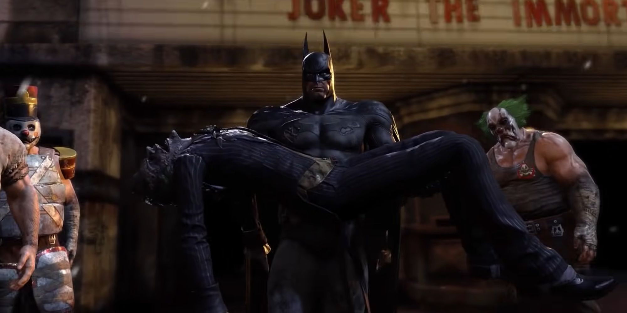 Arkham City Screenshot Of Batman Carry Joker