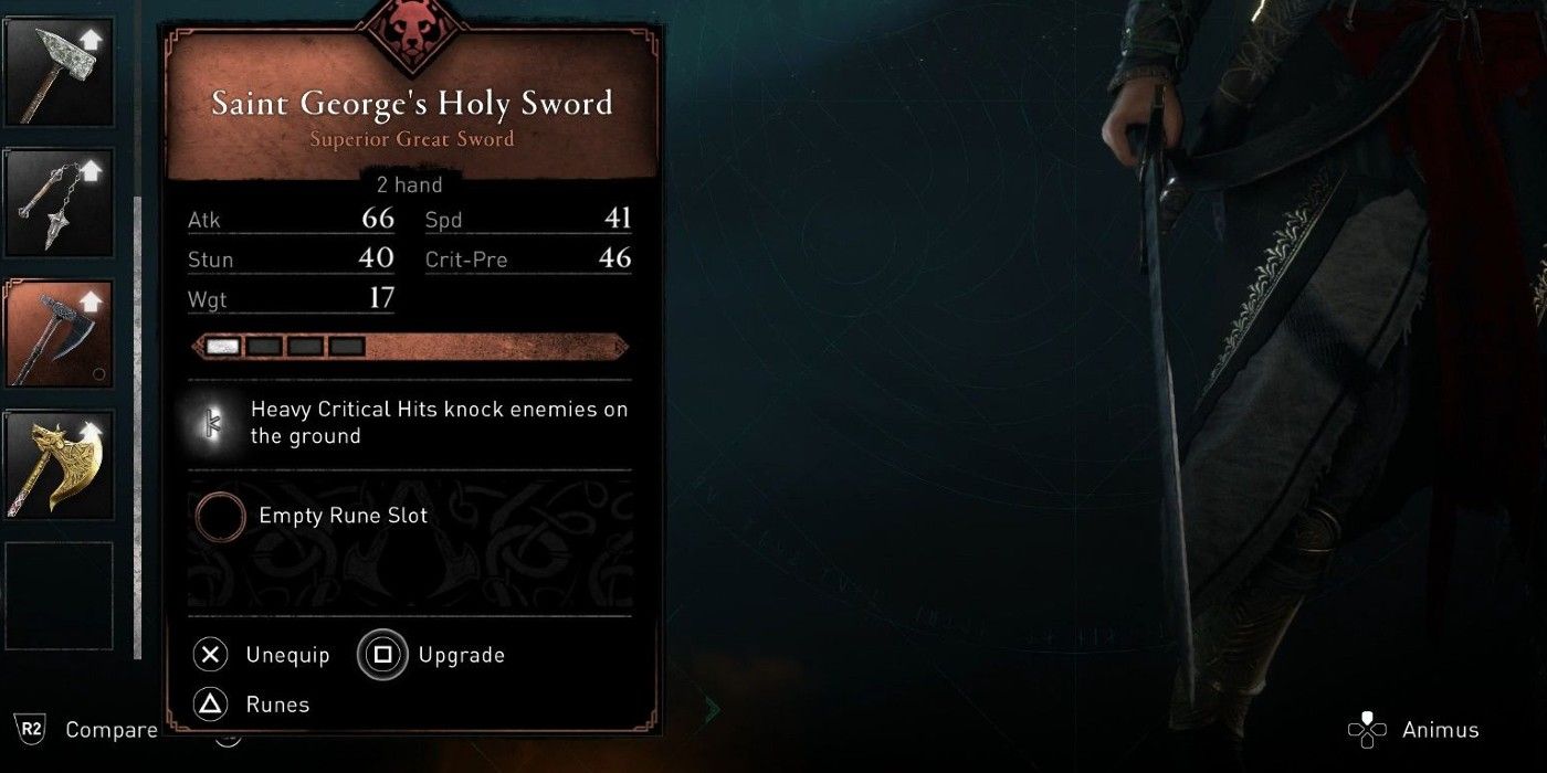 Assassin's Creed Valhalla Saint George's Holy Sword stats