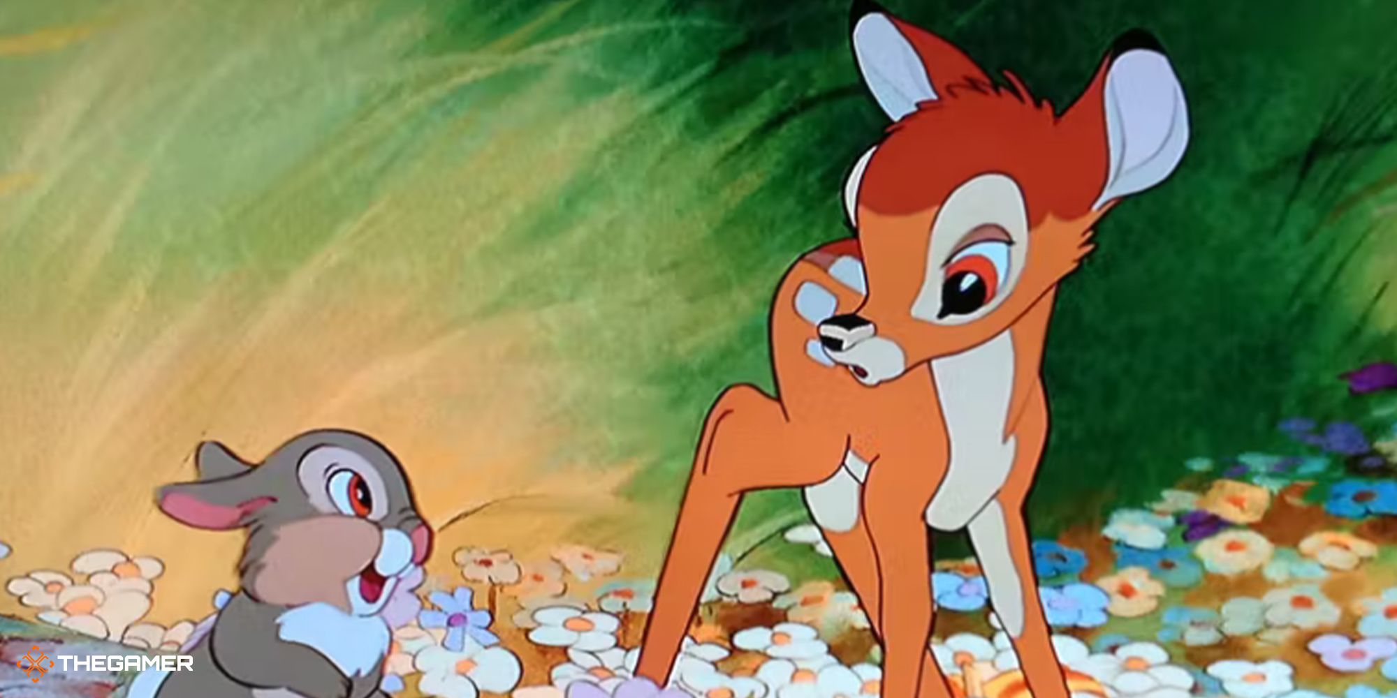 Bambi Thumper and Bambi in the flowers Disney