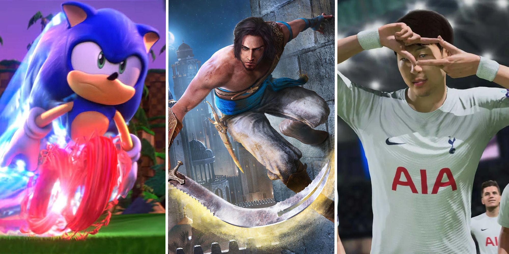 Sonic, the main character of Prince of Persia, and Son Hueng-min in FIFA 22