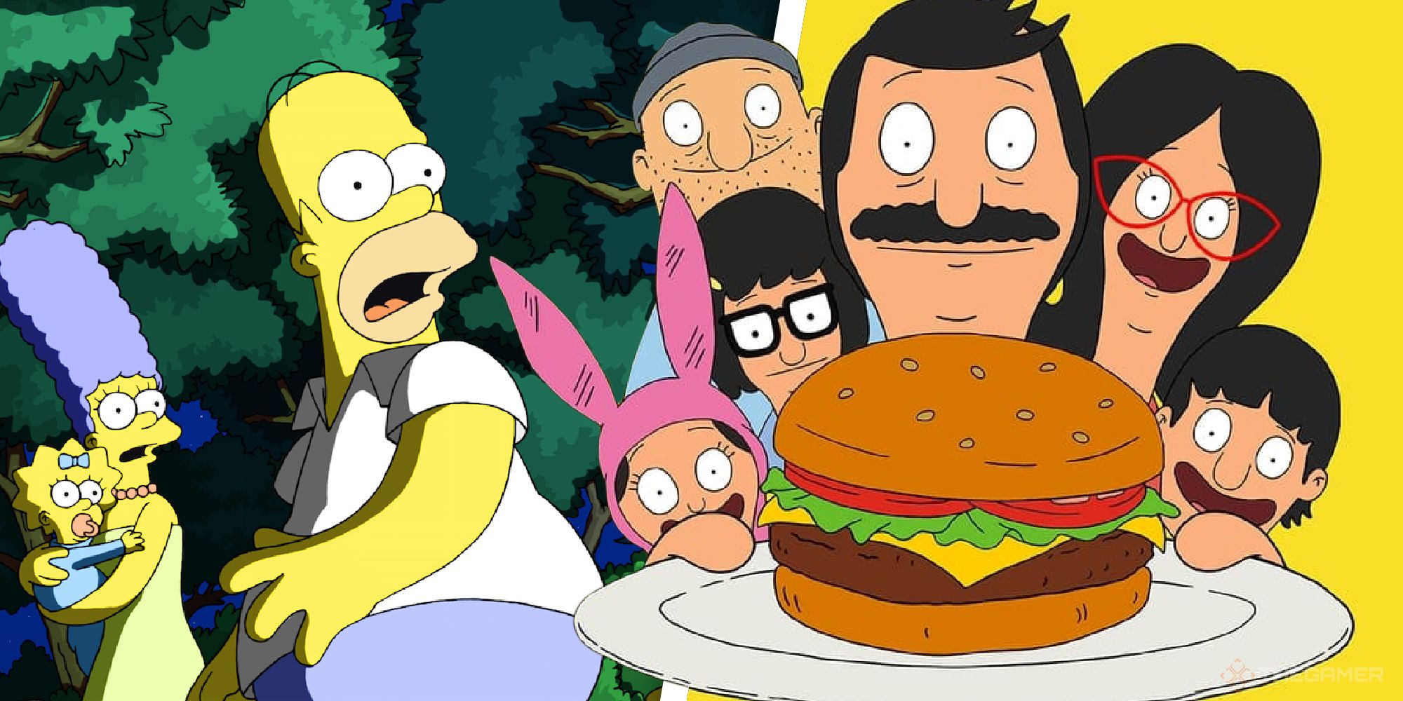 Bob's Burgers and The Simpsons movie side by side