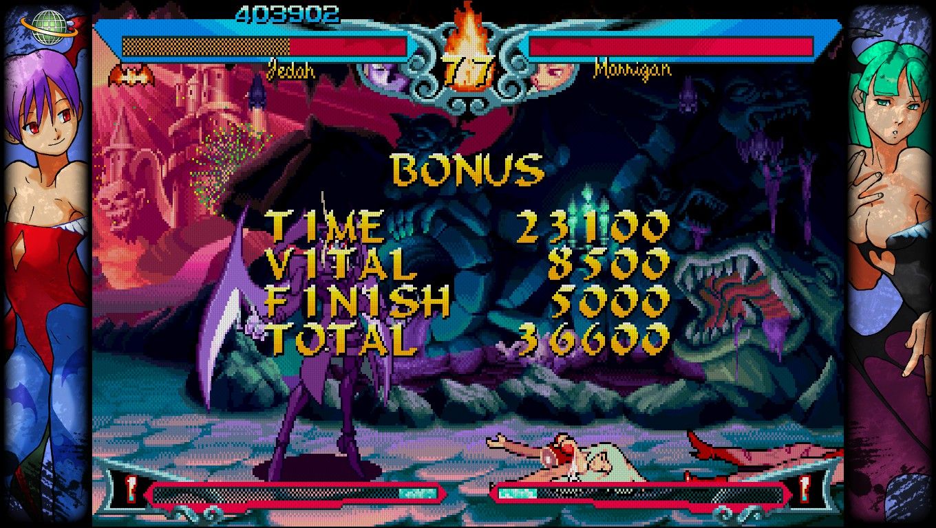 Vampire Savior win screen.