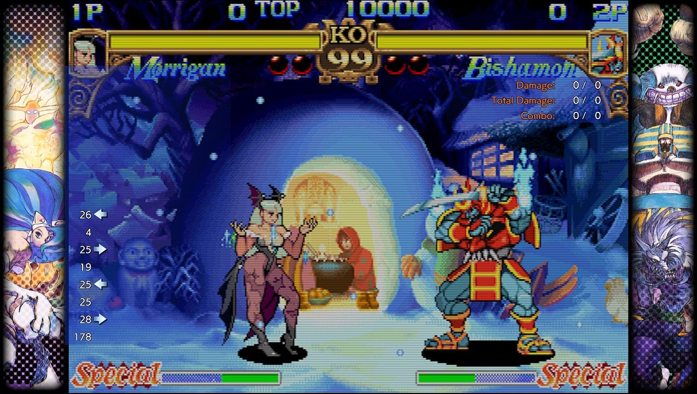 Darkstalkers training mode.