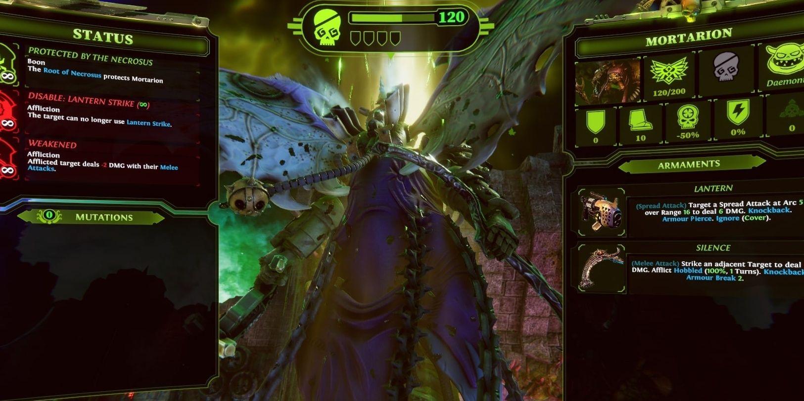 Chaos Gate Mortarion Stats Screen