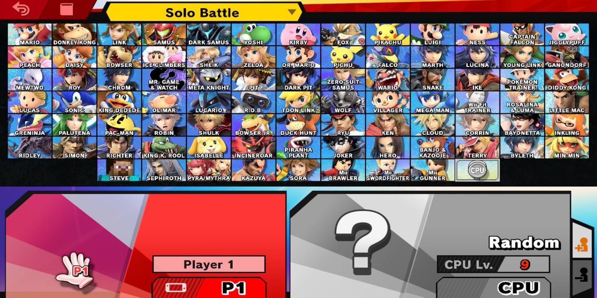 The final roster for Super Smash Bros Ultimate, featuring 86 fighters in total.