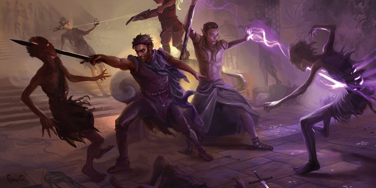 adventurers battle against the undead in tomb