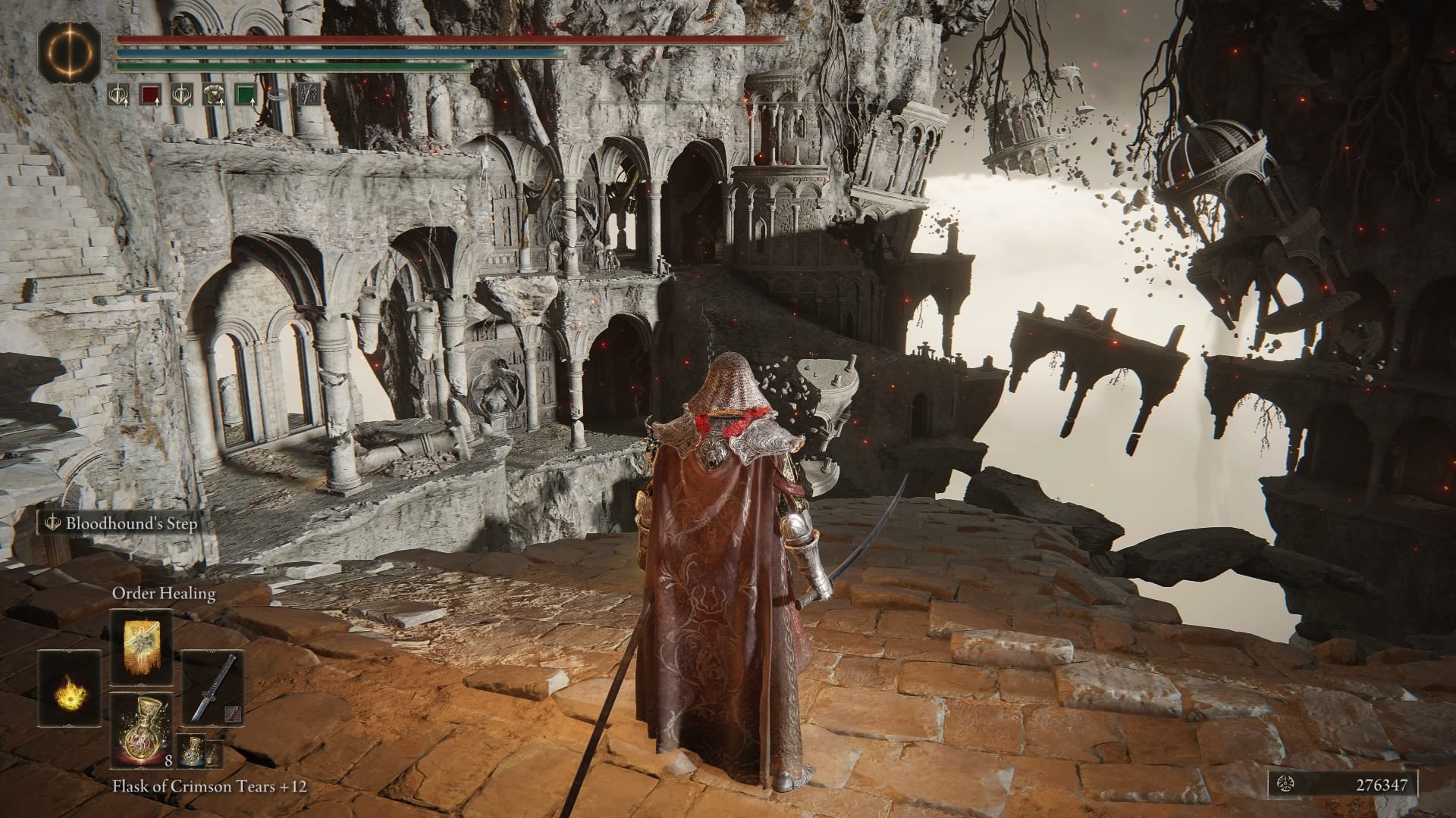 The player reaching the outer side of Dragon Temple.