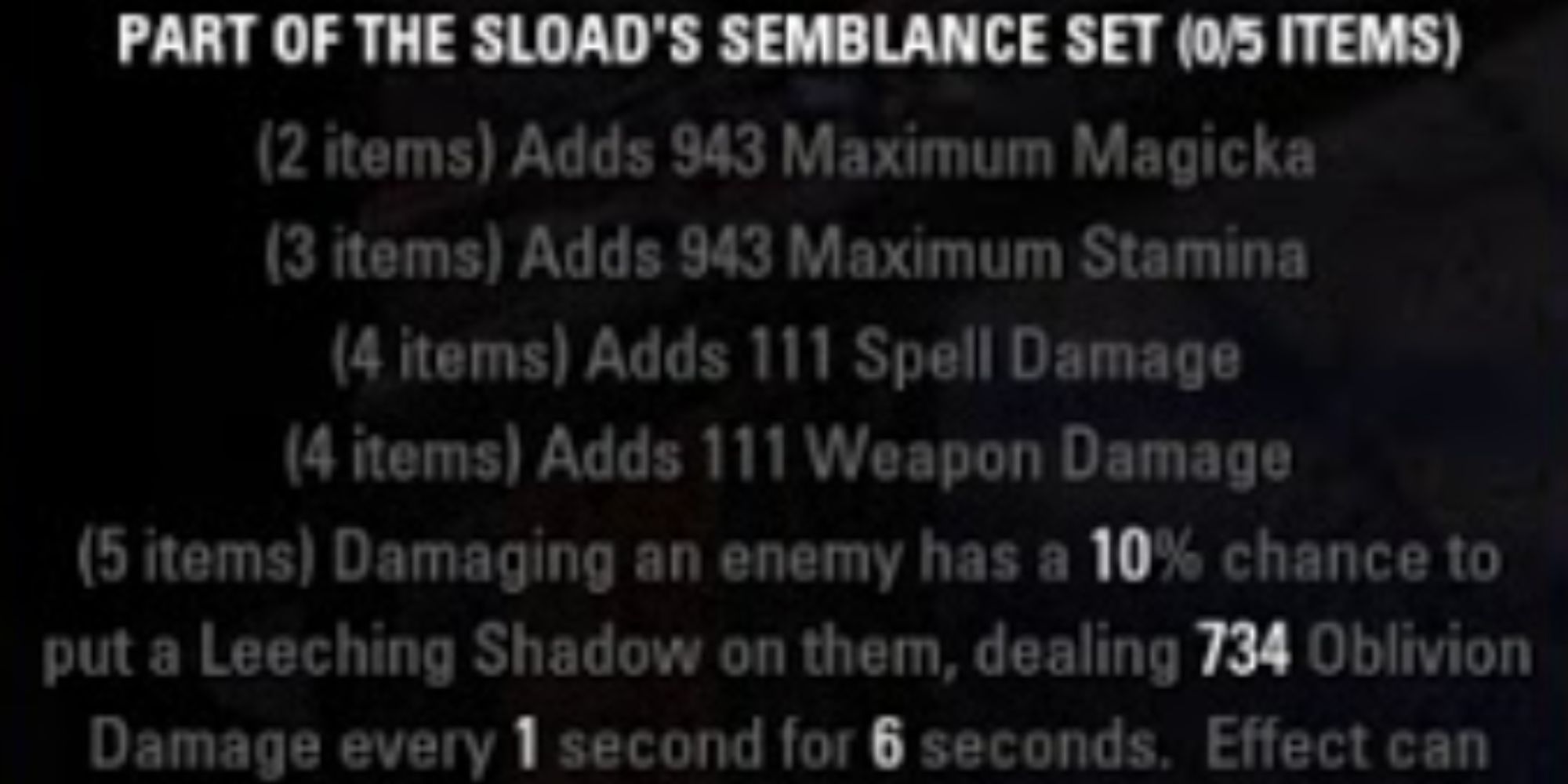 ESO Sload's Semblance Set Description Inside Inventory