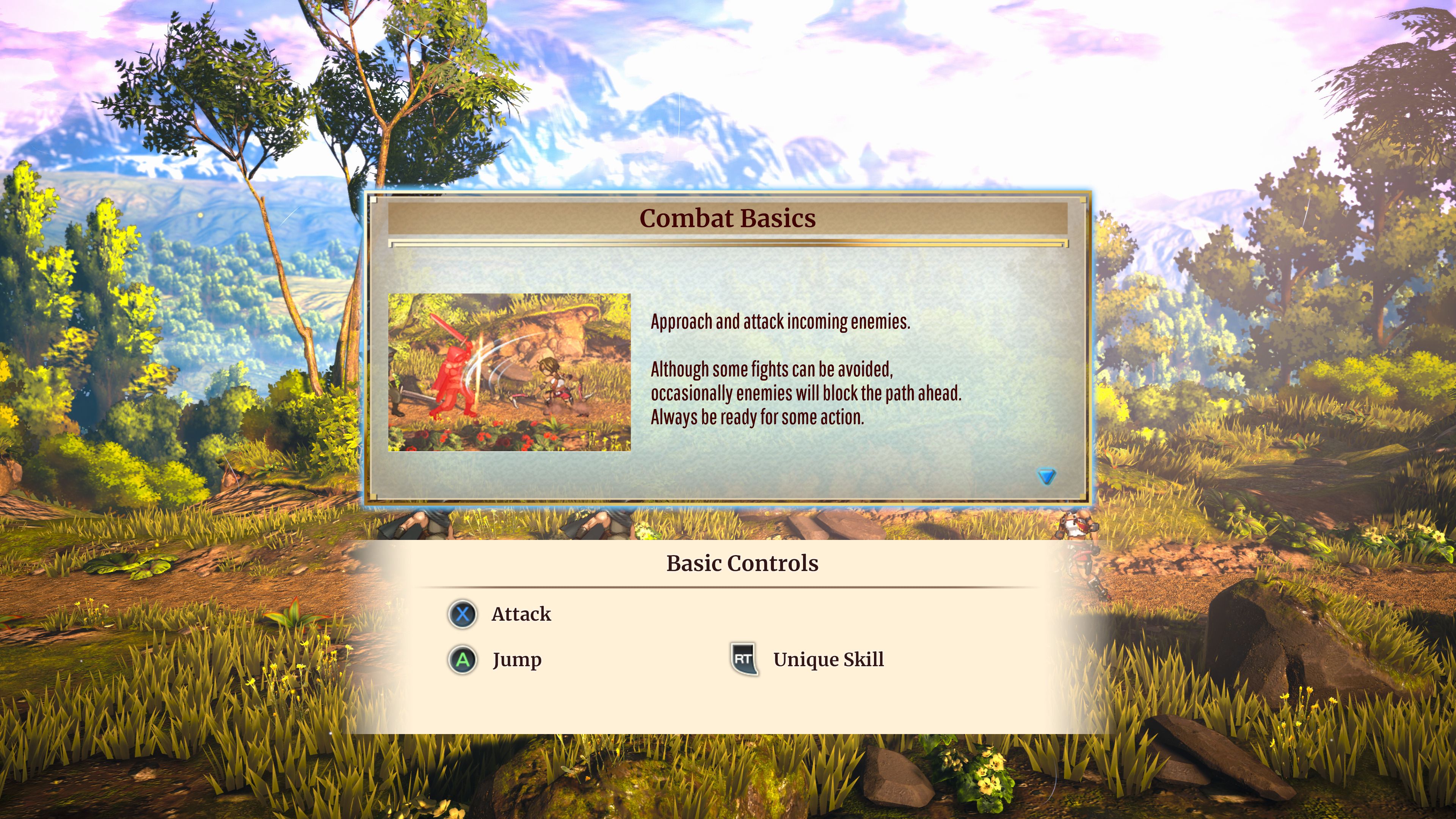 A window showing the basic controls of the game.