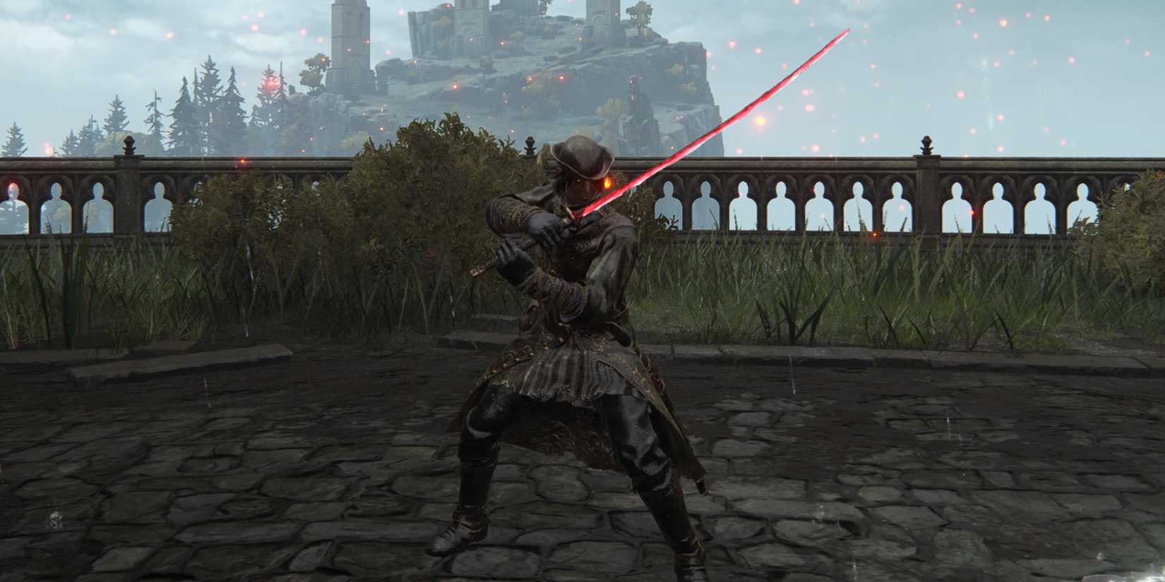 A Tarnished wielding Rivers of Blood in Elden Ring.