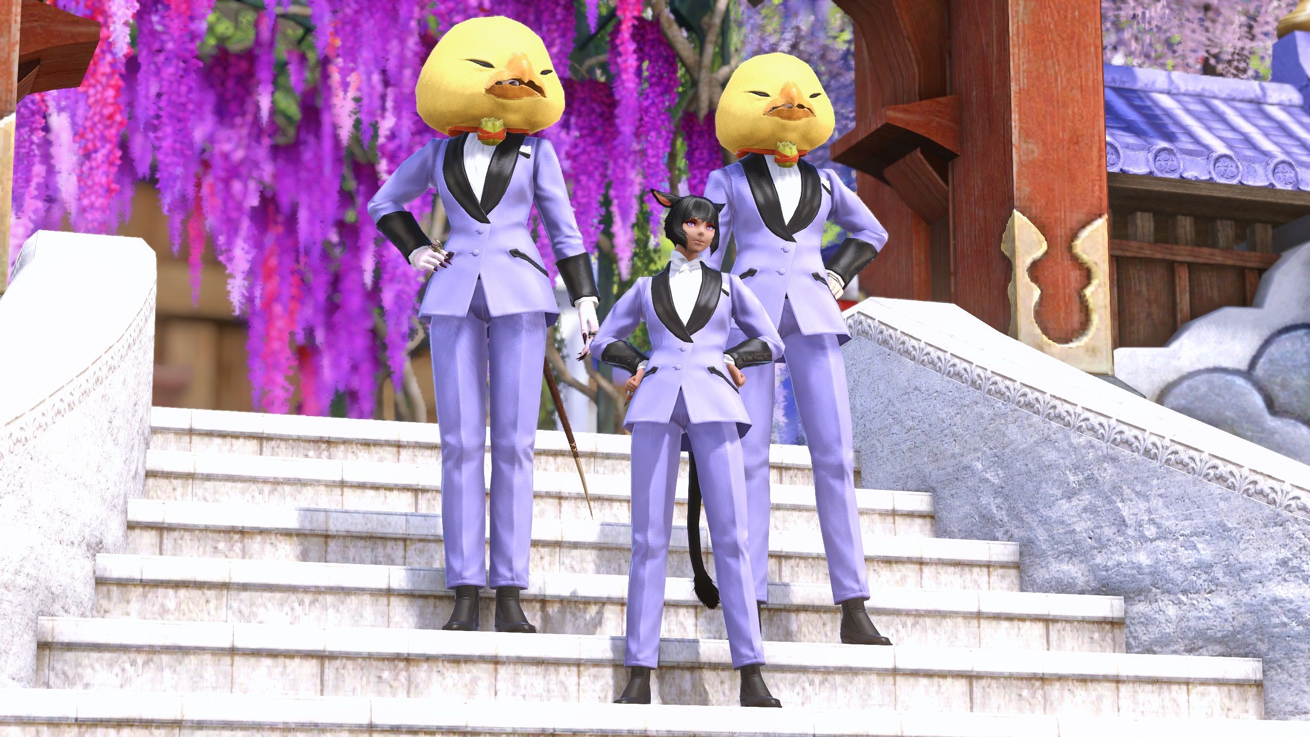 FF14 Zuan and friends at the in game anime convention