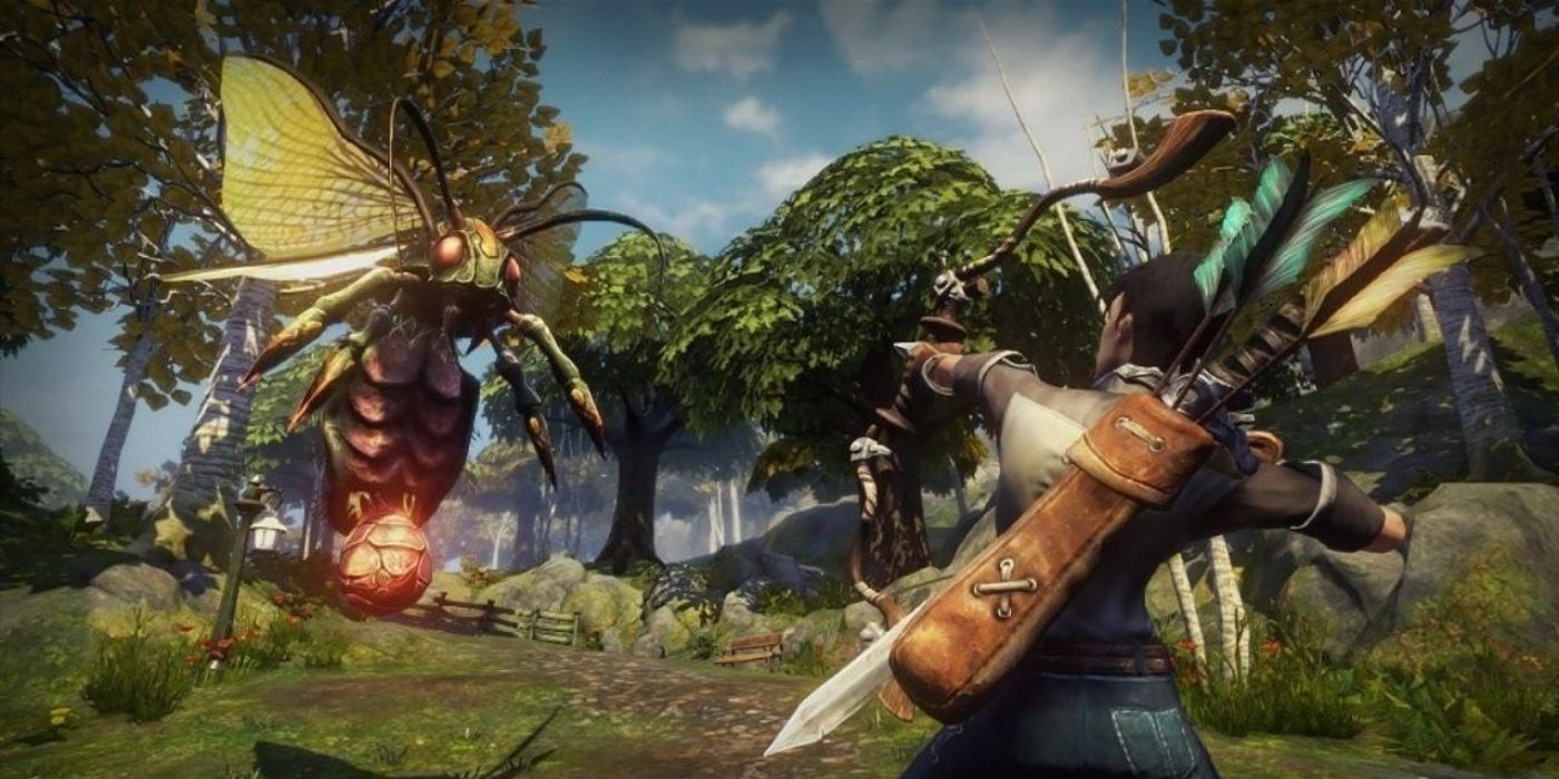 A player faces off against a bug creature in fable anniversary