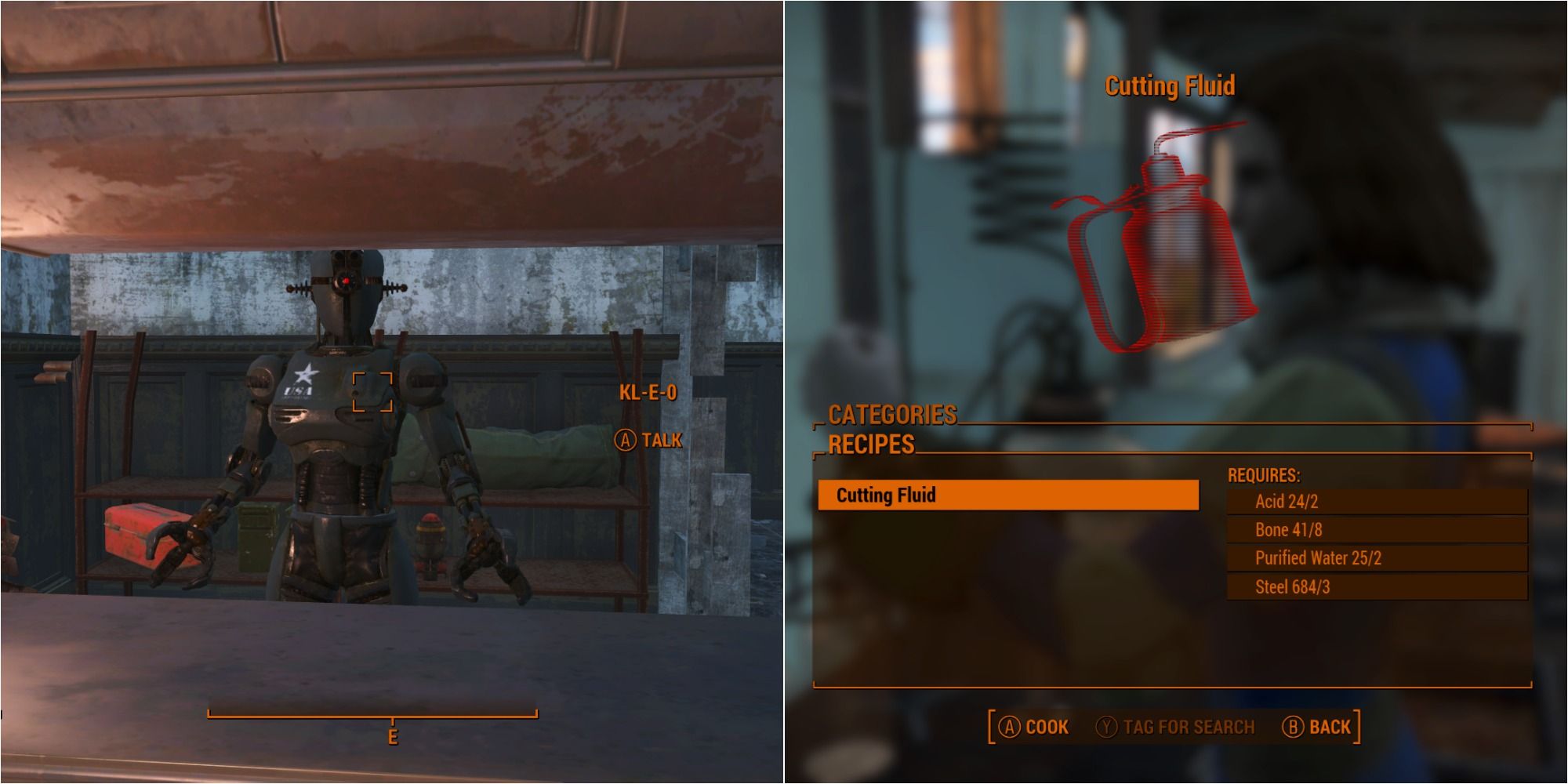Fallout 4 Split Image Of KL-E-O and Cutting Fluid