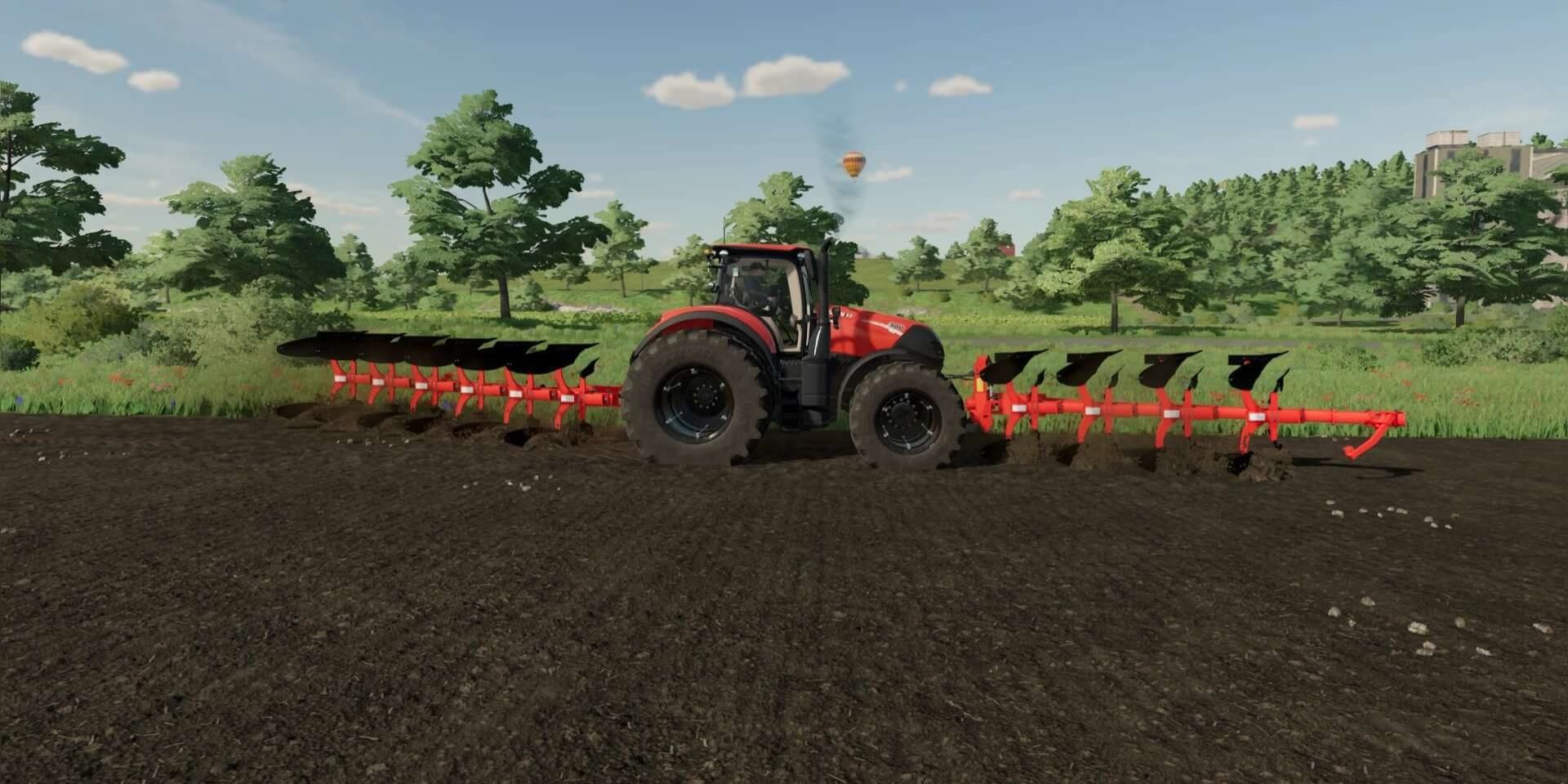 Farming Simulator 22 Plow in a field